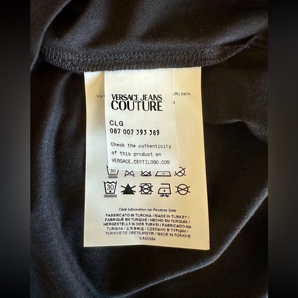 NWOT Versace Jeans Couture Institutional Logo T-Shirt Black/Gold - Picture 12 of 13